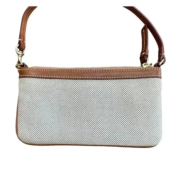 Dooney & Bourke Linen Large Slim Wristlet Wallet Purse Blue/white Tweed Fabric - Picture 4 of 7